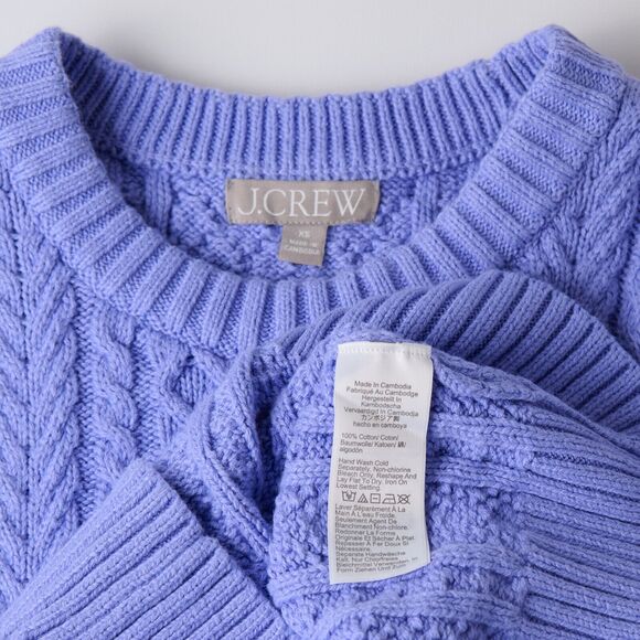 J.Crew Womens XS Cropped Cable Knit Sweater Puff Sleeve Preppy Cottagecore Soft - Picture 5 of 8